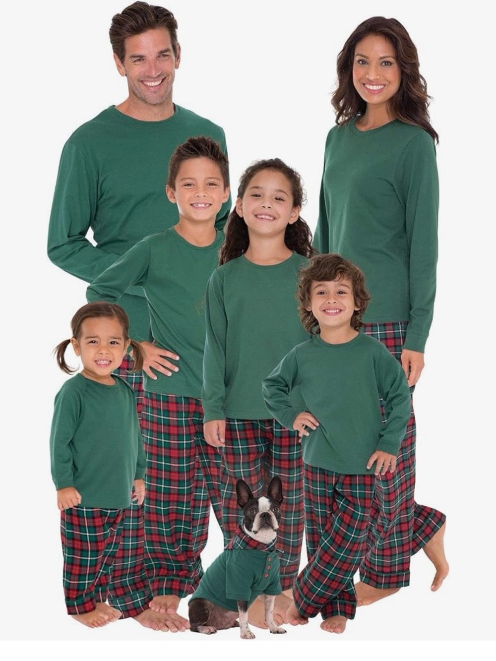 Classic Men's Green Long-Sleeve Pajama Set - Coordinated Family Style